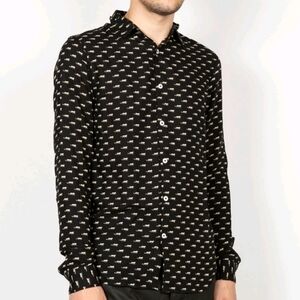 The Kooples Paris Jaguar Print Men's Long Sleeve Lightweight Shirt Size XL